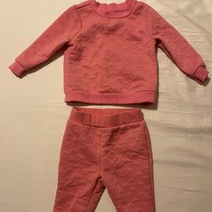 Two piece crew neck sweatshirt with matching sweat pants